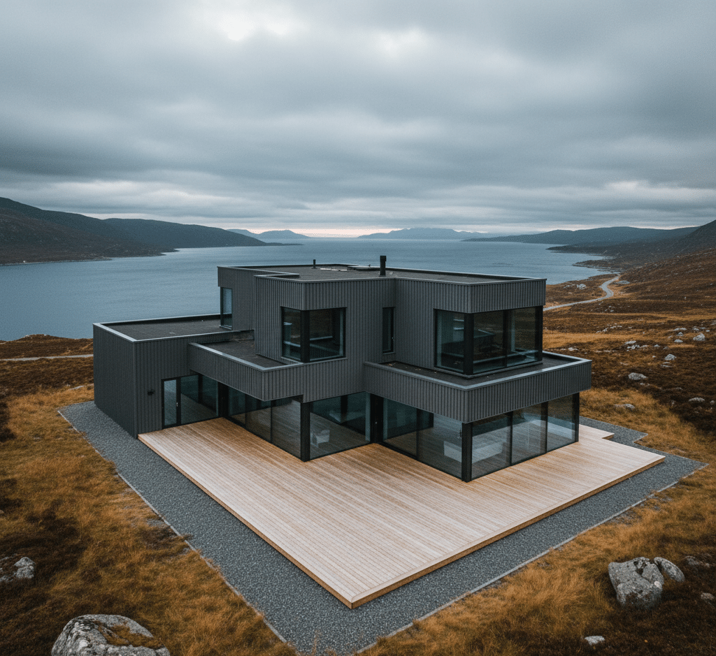 Modern dark gray sandwich panel DIY kit house with two bedrooms