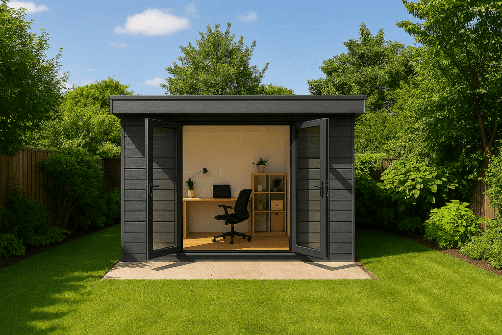Backyard office with insulated sandwich panels