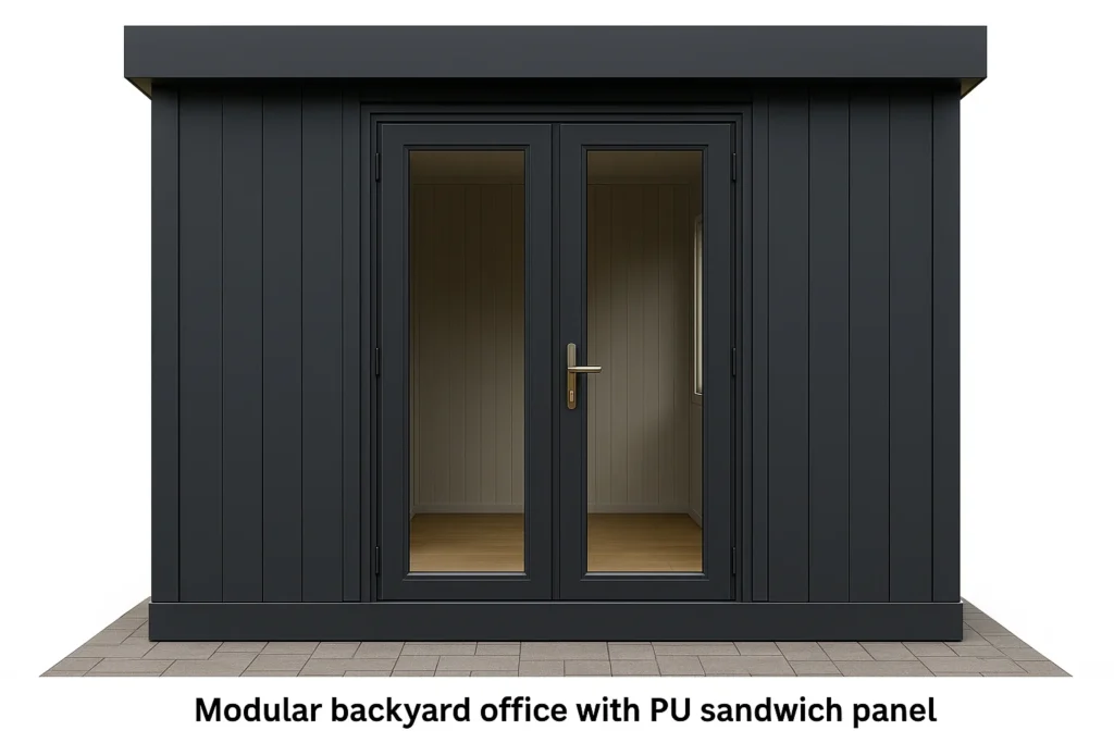 Backyard office with PU/Sandwich panel_front view