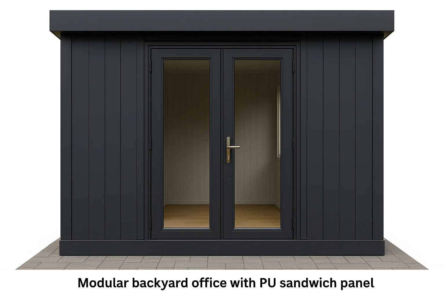 Backyard office with PU/Sandwich panel_front view