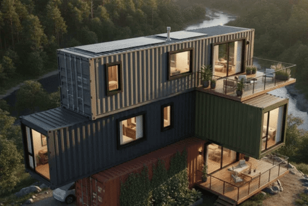 Stylish modern container home with eco-friendly design and compact living features.