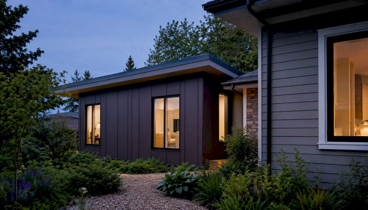 Side modular addition attached to house
