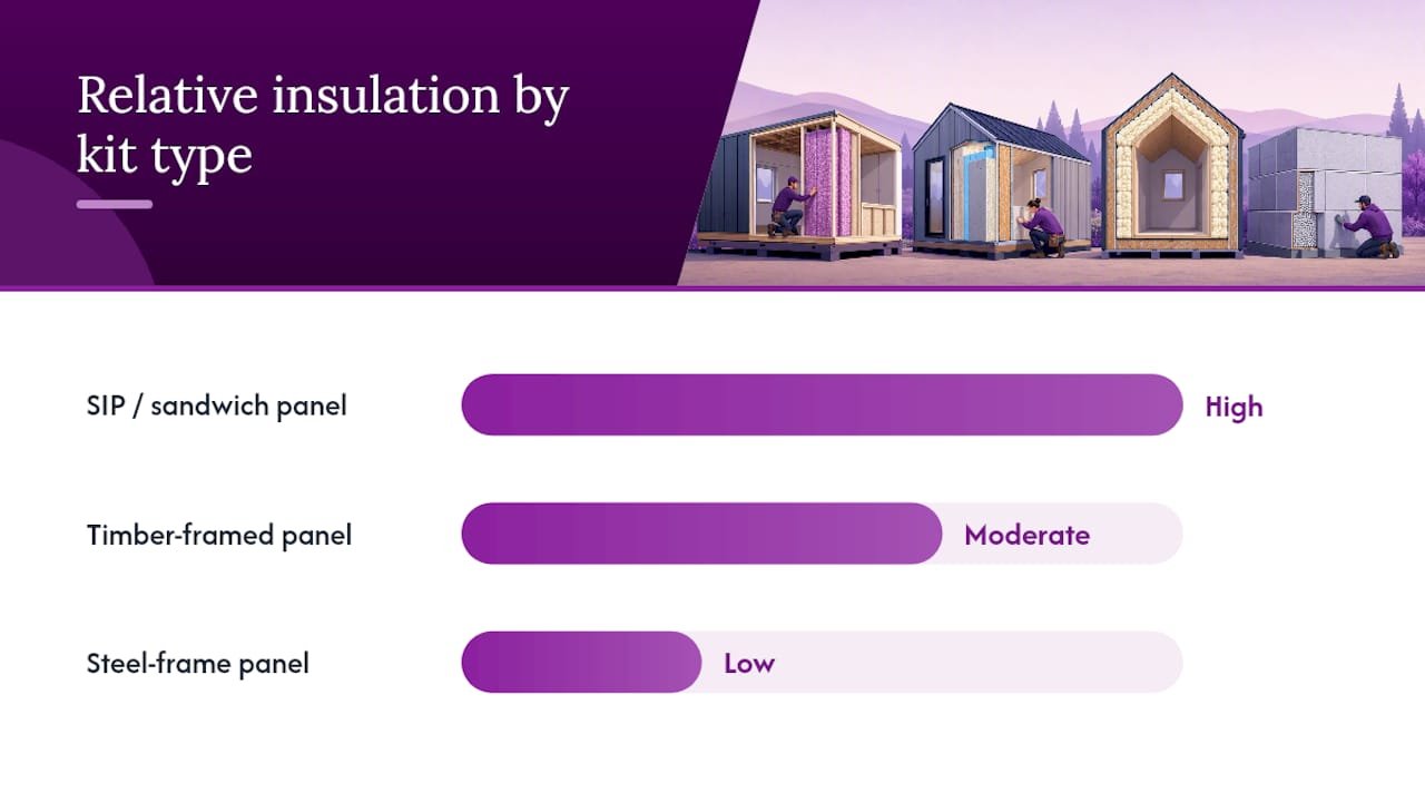 Comparison diagram of flat pack kit types and properties