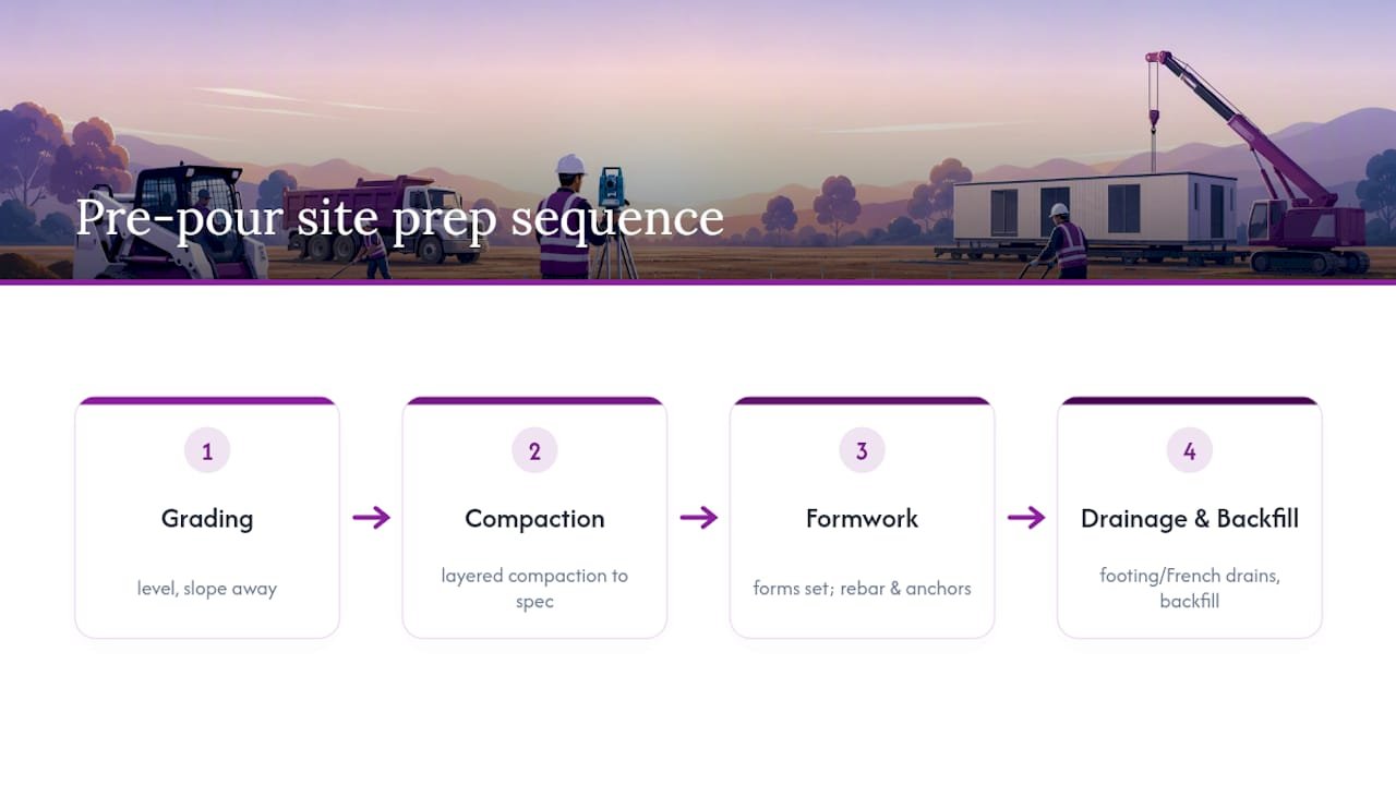 Foundation site preparation sequence diagram