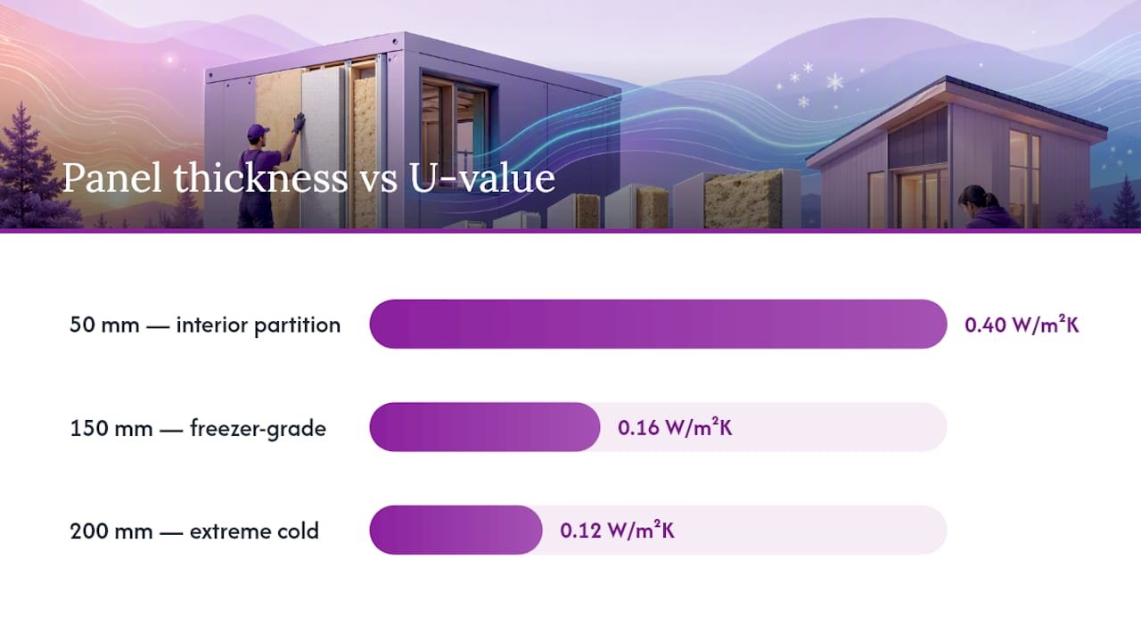 Panel thickness and U-value comparison