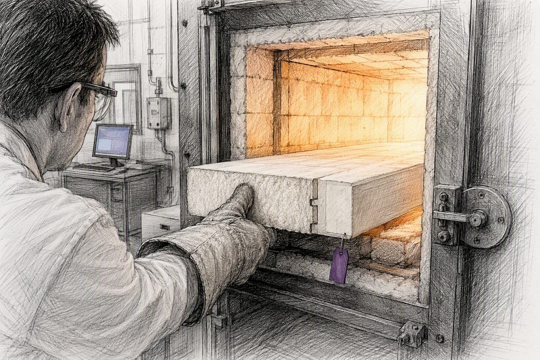 Fire-rated panel specimen in furnace test