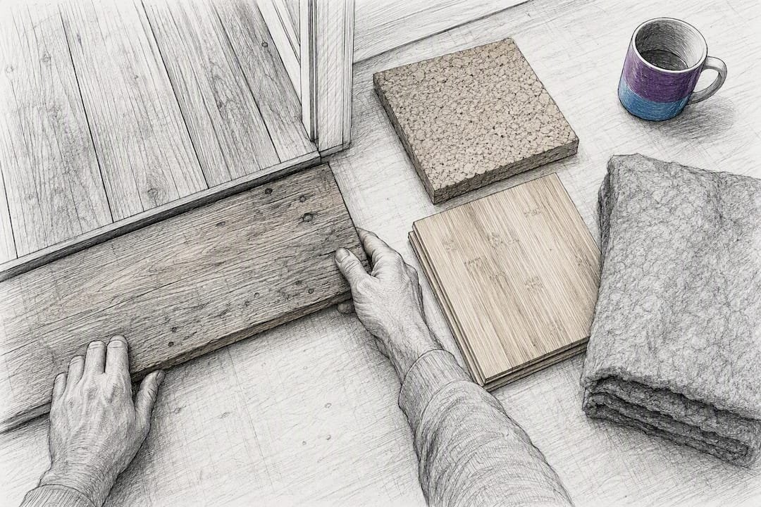 Reclaimed timber and renewable interior materials
