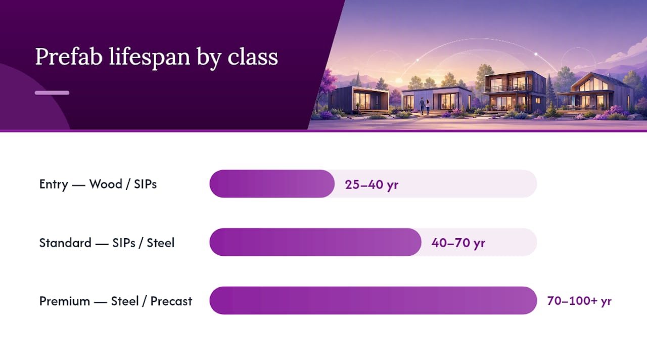 Prefab home lifespan ranges by build class