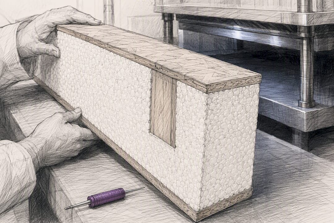 SIP wall cross-section beside thermal test plates