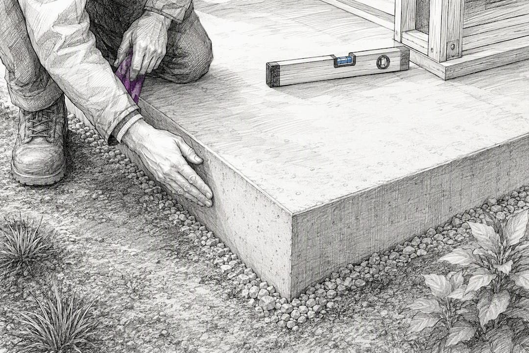 Concrete pad beneath garden office foundation