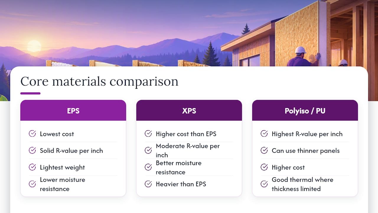 Which core materials affect how a panel performs? — overview diagram