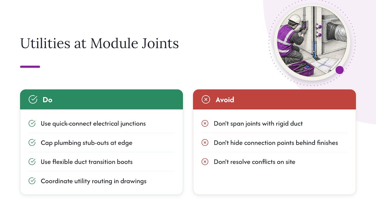 Integration of utilities at module joints — overview diagram
