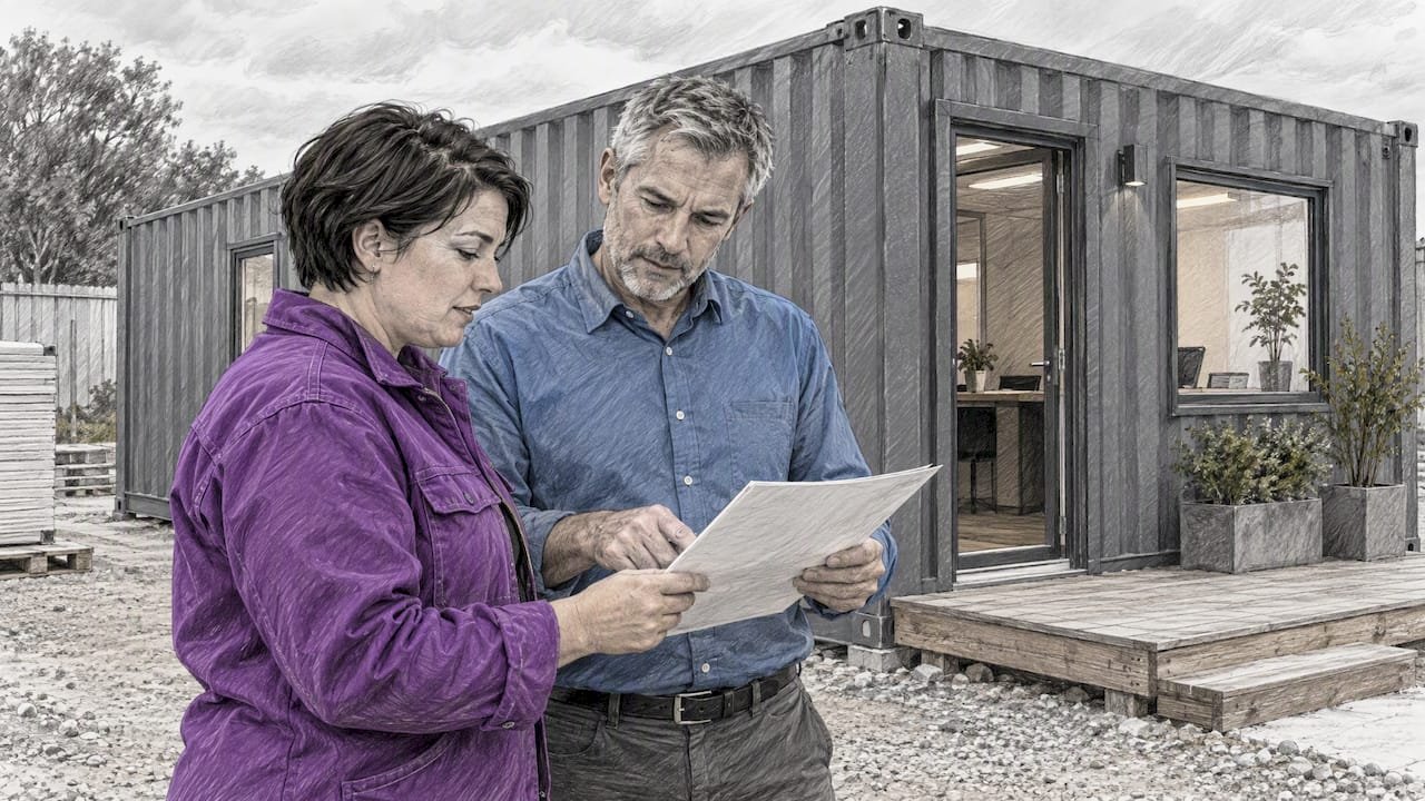 Owner and lender review container office financing