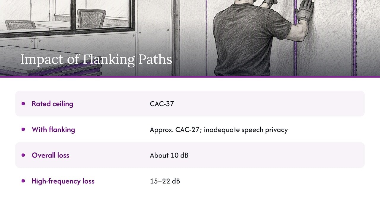 Why flanking paths and installation detail often undo good wall ratings — overview diagram